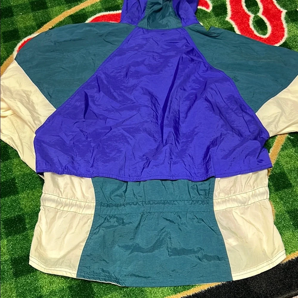 Vintage 90s Nike Blue & Green Windbreaker Rain Jacket Women's Size Medium